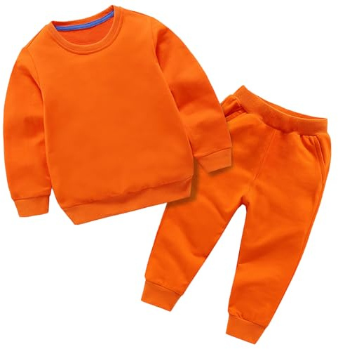 Tracksuit Children's Jogging Suit Boys Sports Baby Boys Girls Clothing Winter Plain Long Sleeve Pullover Sweatshirt Trousers 2 Pieces Outfits Costume Set Boy Sportswear Tracksuit Summer, orange, 9-10