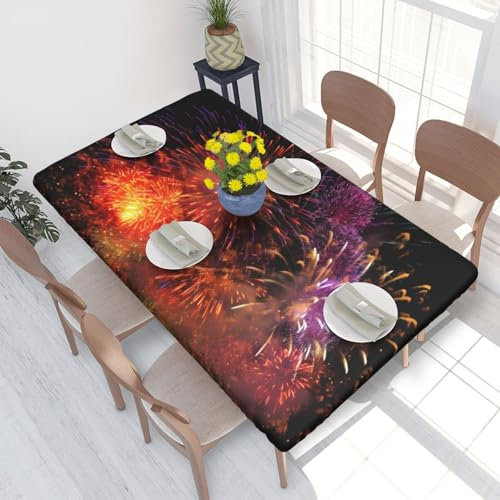 YKLJG Tovaglia stampata in 3D con stampa di fuochi d'artificio Explosion, 76 x 122 cm, rettangolare, impermeabile, lavabile, per tavoli da pranzo