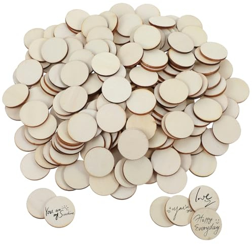 200 Pcs Blank Wooden Round Discs Unfinished 1 Inch Wooden Circles for Craft Natural Woodens Cutout Ornaments Round Tiny Woods Coins for DIY Craft Decorations Handicraft Lovers Gifts