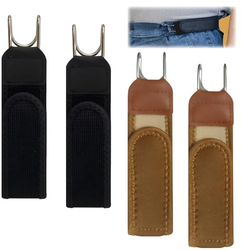 Eniyou 4 Pièces Ceinture Sans Boucle Homme Ceinture Homme Sans Boucle Elastique Invisible Réglable pour le Travail, les Loisirs, les Voyages et les Occasions D'affaires (Noir et Brun)