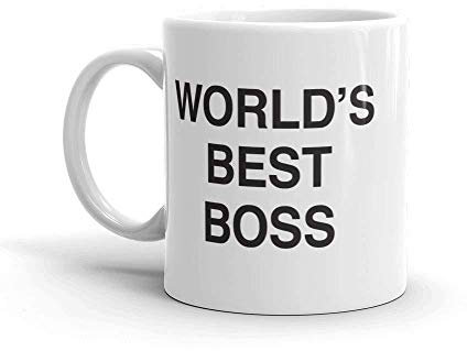 The Office World's Best Boss Dunder Mifflin Ceramic Mug, White 11 oz - Official Michael Scott Mug As Seen On The Office