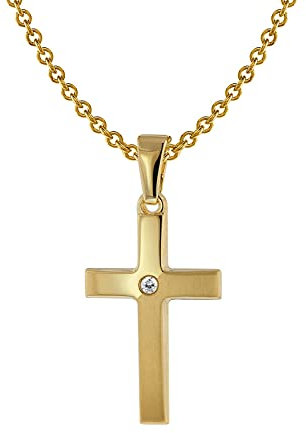 trendor Kreuz-Anhänger Gold 333/8 Karat mit vergoldeter Halskette Damen und Herren Kette mit Gold-Anhänger, Geschenkidee aus Echtgold 75426-40 40 cm