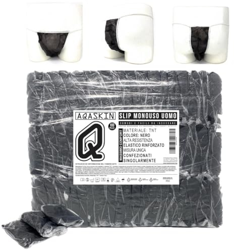 AQASKIN Slips esthétiques Professionnels jetables pour Hommes, Slips Spa, esthétique, sous-vêtements jetables pour Hommes pour Centre de Bien-être, Massages, Couleur Noire (Quantité 100 pièces)