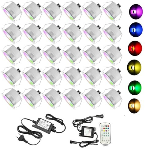 30er RGBWW (4 in 1) 0.6W LED Bodeneinbaustrahler Aussen Ø31mm Bodenstrahler LED DC12V Terassenbeleuchtungen Aussen IP67 Wasserdicht Terrassenbeleuchtung Außen Terrasse Garten Led Spot 12V