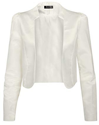 Bolerose formal Satin Langen Ärmel Bolero Jacke (Elfenbein, L)