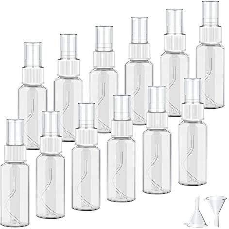 Qoosea Bottiglie Spray Trasparente Plastica Fine Nebbia Bottiglia da Viaggio Flacone Spray Vuoto Piccola con Imbuto12x 30 ml,Spruzzino Nebulizzatore Piccolo Bottigliette Nebulizzatore Spray (30ml)