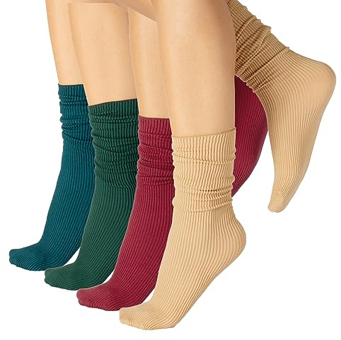 CALZITALY PACK 4 PAIA Calze senza Bordo Elastico, Calzini Brillanti, Calze Costine, Gambaletti Opachi | Made in Italy