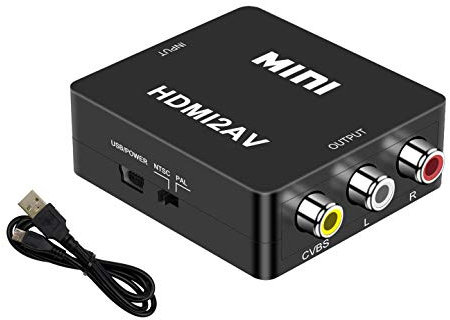 HDMI auf RCA Composite AV CVBS Video Audio Konverter Adapter Unterstützung HDTV, 1080P HDMI auf RCA Adapter für PC/Xbox/PS4/PS3/TV/VHS/DVD/Blu Ray, HDMI auf AV mit USB Kabel