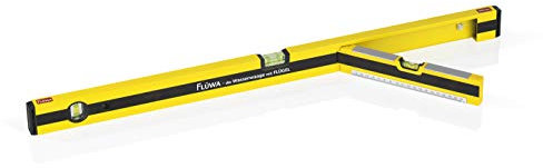 FLÜWA Wasserwaage mit Flügel 80 cm | Nivellieren in zwei Richtungen zeitgleich, Inkl. Winkelfunktion | Aluminium, magnetisch