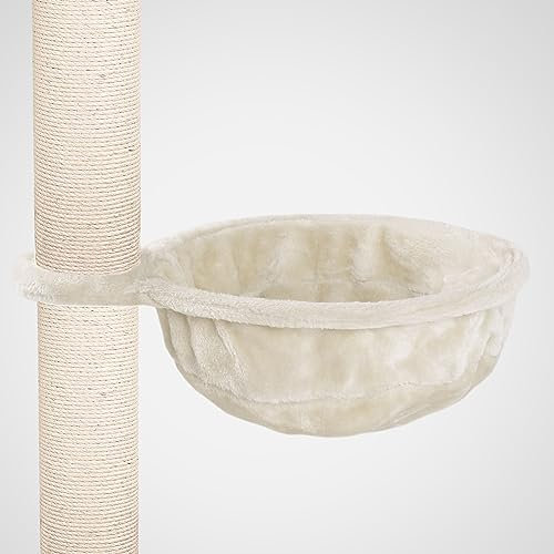 HAPPYPET Universal XL Liegemulde für Kratzbaum Ø 40cm, Große Schlafmulde, Stabiler Metallrahmen, 440g Plüsch, Ersatz-Liegemulde belastbar bis 15kg, Creme