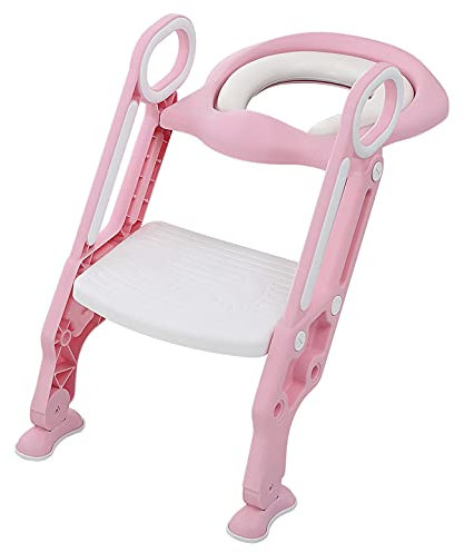 Töpfchentrainer Kinder-Töpfchen Toilettensitz Trainer Sitz für Kinder Toiletten Training mit Leiter/Treppe, Rutschfest stabil klappbar und höhenverstellbar für 1-7 jährige Kids