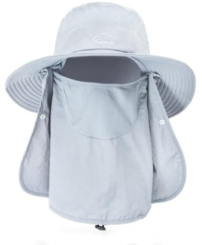 SZETOSY Cappello da Sole a Tesa Larga in Rete con Patta Staccabile per Il Collo UPF 50, Protezione UV Unisex per attività all'aperto, per Ciclismo, Pesca, Escursionismo, Giardinaggio