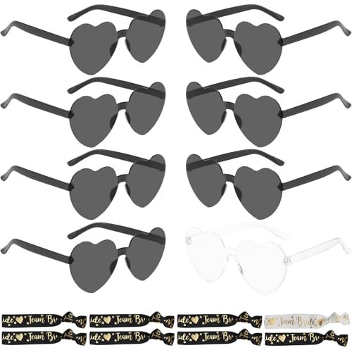8 Stück Party Brille, Herz Sonnenbrille für Damen, Sonnenbrille Herz Partybrille Braut Bachelorette Party Accessories, Lustige Partybrillen für Urlaub, Party, Hochzeit, Karneval, Halloween,Weihnachten