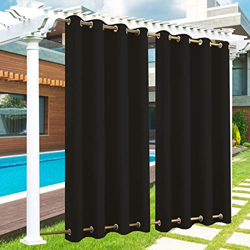 LZXSXZ Outdoor Vorhang Wasserdicht 1 Stück, Outdoor Vorhang mit Ösen Oben und Unten, 24 Farben Outdoor Vorhang Wasserdicht Wetterfest Blickdicht für Veranda, Pergola, Laube, B275xH215CM