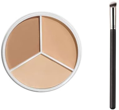 3 Colour Abdeckstift, Schweißfeste Abdeckcreme, 3-farbiger Gesichts Concealer, Haut-Concealer, Concealer Palette, Camouflage Cream für Augenringe, mit Concealer Pinsel, für das Tägliche Make-up