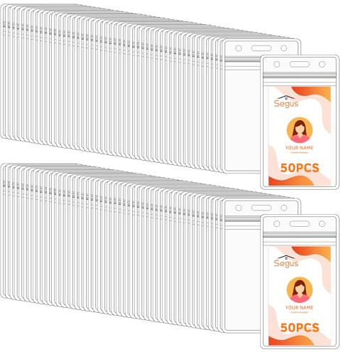 Segus Funda Tarjeta Vertical, 100 Piezas Funda de Tarjeta de Identificación Transparente, para Profesores, Médicos, Estudiantes