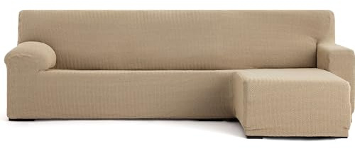 ECOMMERC3 | Copridivano Chaiselongue Braccio corto destro super elastico bielastico - Copridivano Chaiselong Colore Beige con schiume di fissaggio e gomme di regolazione valida destra o sinistra
