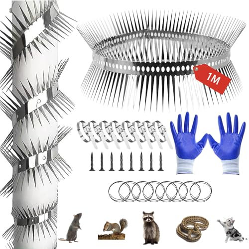 CWENDANER Marten Protection Downpipe Stainless Steel Marten Protection Gutter Marten Repellent Belt Marten Repellent Downpipe for Home, Garden, Gutter, Tree (100 cm