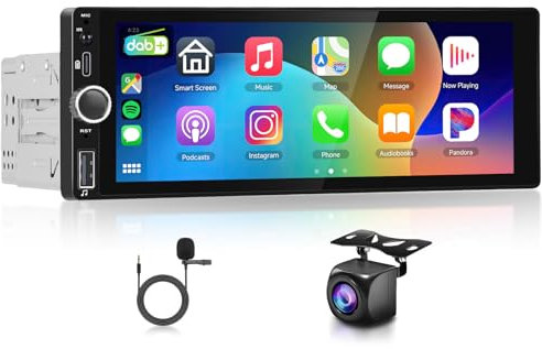 Carplay Autoradio 1 Din 2G+64G, Podofo 6,86 pollici Touch Screen Car Player con DAB+, BT/FM/RDS/Navi/Controllo al volante/WIFI, Android Radio per auto