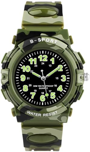 GUUMUXIN Kinderuhr Jungen Mädchen,Armbanduhr Jungen Analog,Armbanduhr Kinder,Analog Quartz Uhr mit A rmbanduhr Kautschuk Wasserdicht Outdoor Sports Uhren