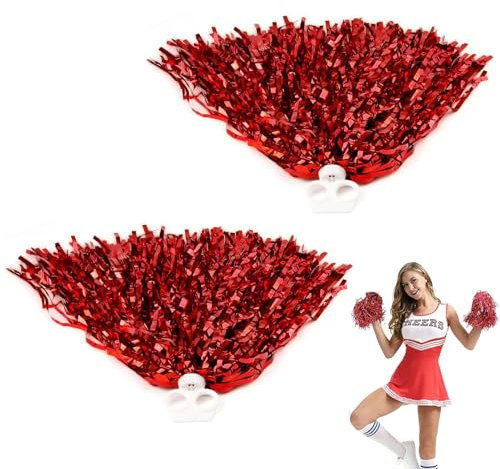 2 Stück Cheerleader Pompons,Pom Poms Aus Metallfolie,Cheerleader Bunte Pompons Handblume,Cheerleader Pompons Mit Griffen Für Sportveranstaltungen Tanz Party Ballspiele Karnevalspartys Verwendet