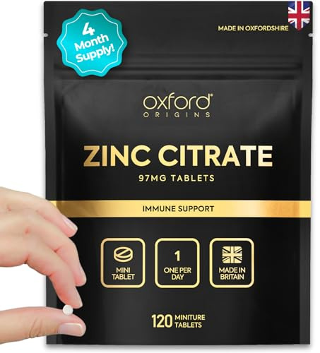 Micro Zinc Tablets 97mg High Strength Formula | One per Day, Easy to Swallow Zinc Supplements for Immune Support, Hormones, Hair, Skin & Nails, Made in UK | 120 Mini Tablets