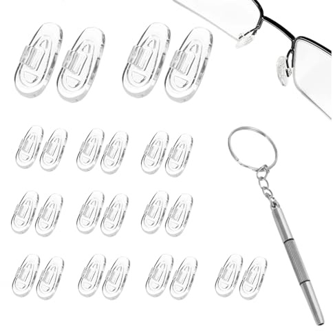 24 Pcs Silicone Nose Pads for Glasses, Push-in Glasses Nose Pads Silicone, Glasses Nose Pads, Fits Regular, Sunglasses, and Reading Glasses, Includes Screwdrive