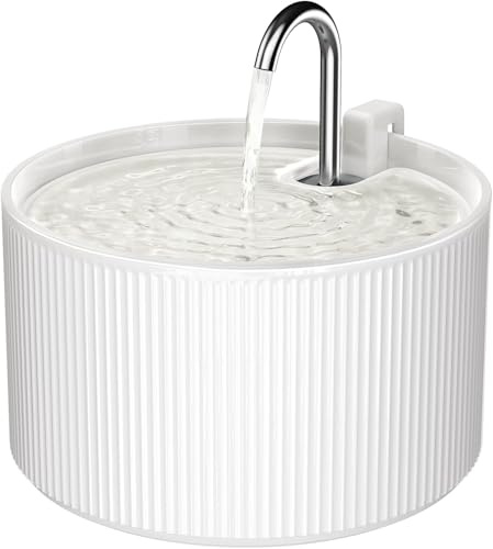 Fuente de agua para gatos de cerámica, 2,2L/74oz Fuente para gatos de interior, dispensador de agua automático para mascotas con bomba ultra silenciosa y filtro de repuesto