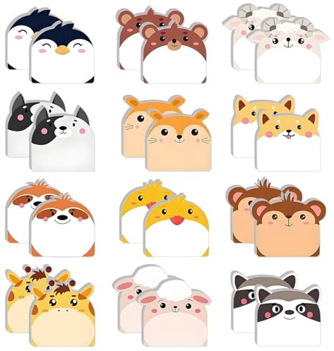 iJiZuo 720 Pezzi Blocchetti Memo Adesivi, Note Adesive dei Cartoni Animati, Mini Note Adesive, Piccoli Regali per Feste di Compleanno a Scuola per Bambini(Motivo Animale)