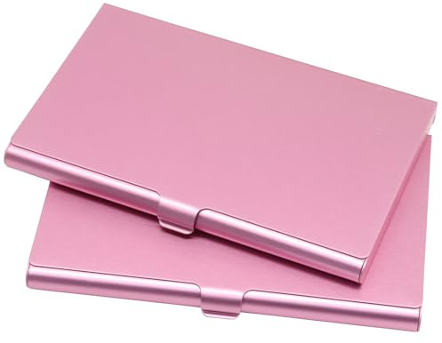 Litoexpe 2 Pcs Pink Aluminum Business Card Holder