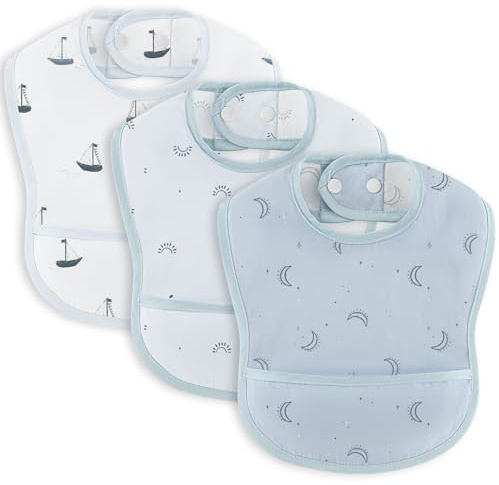 Susurration Bavoirs Bébé Imperméables Bavoirs Pour Bébé Doux Réglable Bébé Bavoir de Récupération Lavables Pour Bavoir 3Pack Garçons et Filles