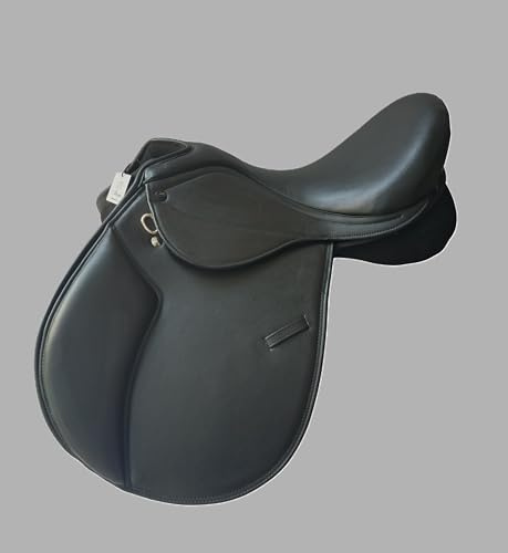 Synthetic Leather Comfortable Changeable Gullets Saddle 17 Inch Self Adjusting Horse Saddle with 5 Gullets Lightweight Black