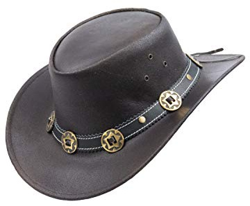 Black Jungle YARRAM Chapeau en cuir de Cowboy Australie Western Concho (Marron, XL)