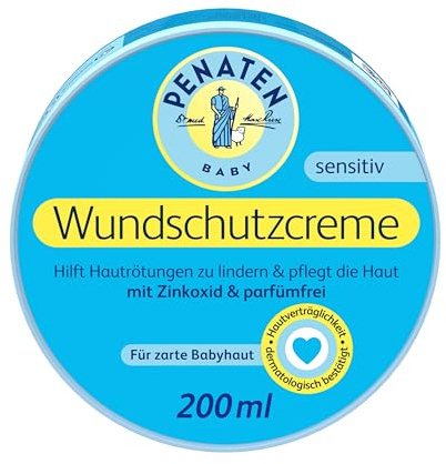 PENATEN Wound Protection Cream, Soothing Baby Wound Protection Cream with Zinc Oxide for Protection in The Diaper Area 200 ml / 6.76 Oz