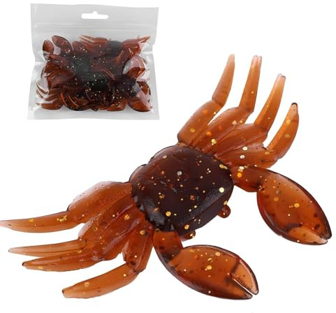 Cebo de Cangrejo de simulación, 10 Piezas de señuelo de Cangrejo Blando de plástico Artificial Cebo de Pesca de Agua Dulce de simulación 3D(marrón)