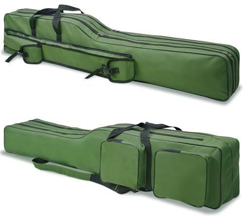 SILANON Fishing Rod Case, Portable Fishing Pole Bag 4.27ft Waterproof Rod Reel Carrier Organizer Large Capacity Tackle Storage Bag Travel Carry Case Gift for Men