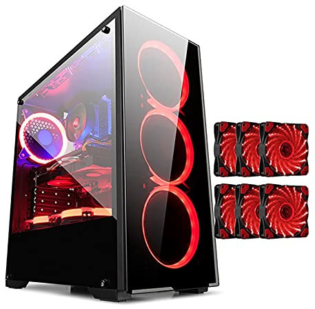 BBNB ATX Caso De Juego - Micro ATX PC Caso/ATX Caja De La Computadora - Torre Media - Vidrio Acrílico: Soporte De 6 Ventiladores (se Puede Seleccionar El Número De Ventiladores) (Color : 6 Fan)