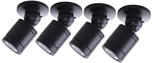 YODAVE Klein Deckenspots 3W Mini Aufbaustrahler Schwenkbar Warmweiß mit Trafo für Glasboden Vitrinen Möbel Beleuchtung 4er Set… (Schwarz)