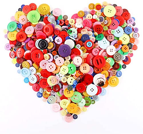 Buttons for Craft 1000pcs Mixed Assorted Colorful Buttons Resin Round Crafting Button for Crafts DIY Knitting Sewing Painting Handmade Ornament Doll Decoration