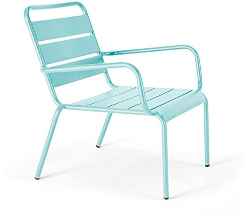 Oviala Palavas Gartensessel, niedrig, Relax, Stahl, Türkis
