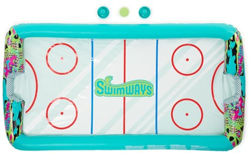 SwimWays Hydro Hockey Inflatable Water Floating Table Hockey Set, Pool Toy for Kids Ages 5+
