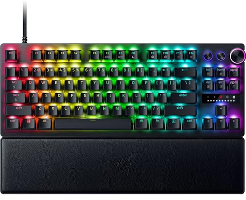 Razer Huntsman V3 Pro TKL Esports Gaming Keyboard: Analog Optical Switches - Razer Snap Tap - Rapid Trigger - Adjustable Actuation - Media Keys & Dial - Doubleshot PBT Keycaps - Wrist Rest - Black