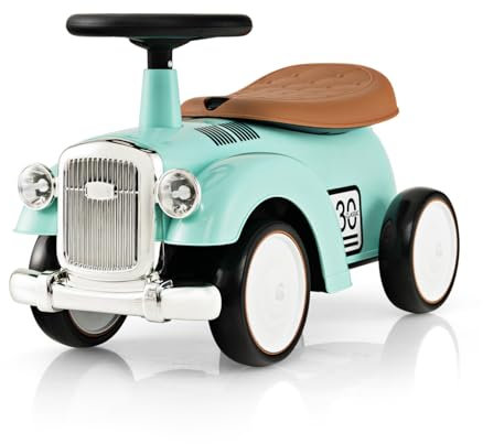 DREAMADE Porteur Enfants 18-36 Mois, Voiture à Pousser Rétro avec Espace de Rangement, Roues EVA, Autocollants DIY, Klaxon, Voiture pour Garçons et Filles (Vert)
