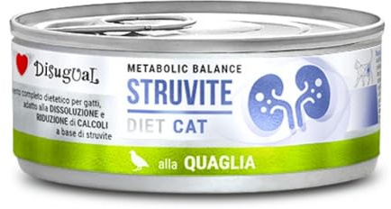 Dissugual Diète | Nourriture humide pour chats | 6 unités x 85 g | différentes saveurs | (6 x 85 g, caille struvite)