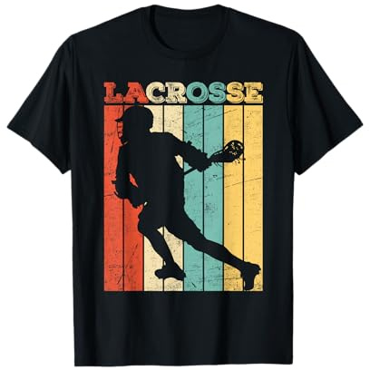 Retro Lacrosse Player Lax Lover Lacrosse Helmet Boys Girls T-Shirt