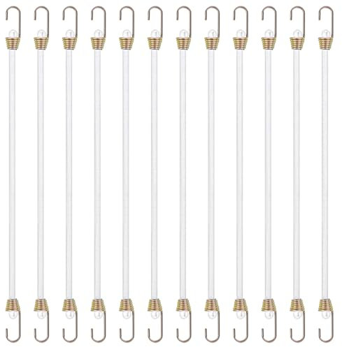 Lot de 12 tendeurs en caoutchouc blanc - Ymapinc - 26 cm - Pour camping, bagages, voiture, chargements, camping-cars, activités de plein air