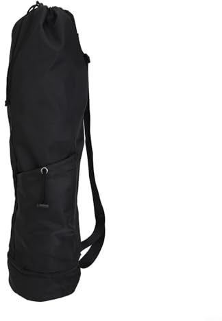 Sileduove Borsa impermeabile per tappetino da yoga con tracolla regolabile e porta bottiglia d'acqua, in nylon poliestere per pilates, palestra, fitness all'aperto (nero)