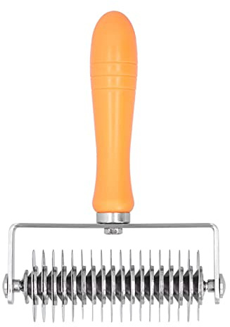 Rouleau à Treillis de Pâte Outil de Cuisson en Acier Inoxydable -Pizza Professionnel Roulant Treillis Pâte Docker pour Boulangers à Domicile Pâtissiers Acier Inoxydable Plastique (Couteau à mailles