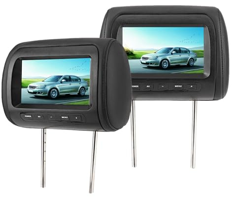 Luocute Headrest Monitor, 7 in HD Car Headrest DVD Player with Wireless Remote Control and Dual Channel Infrared Transmitter, for Universal Car Entertainment System