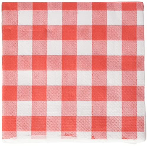 Morigami Per Napkins 40 x 40 cm, 2-Ply, 1/4 Fold, 50 Napkins, Punta-Punta, Chequered, Red